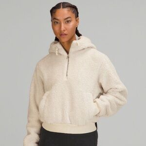 Lululemon Textured Fleece Half Zip hoodie size 6 white